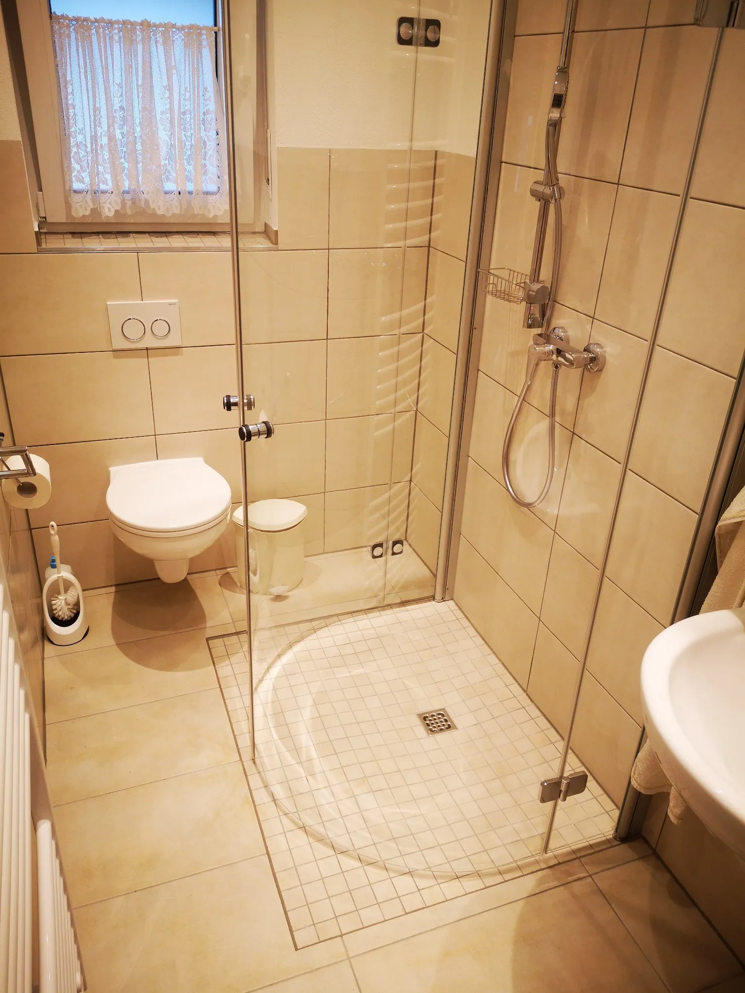 D.Förster - Renovierung - Duschbereich ausgeklappt, Blickrichtung WC